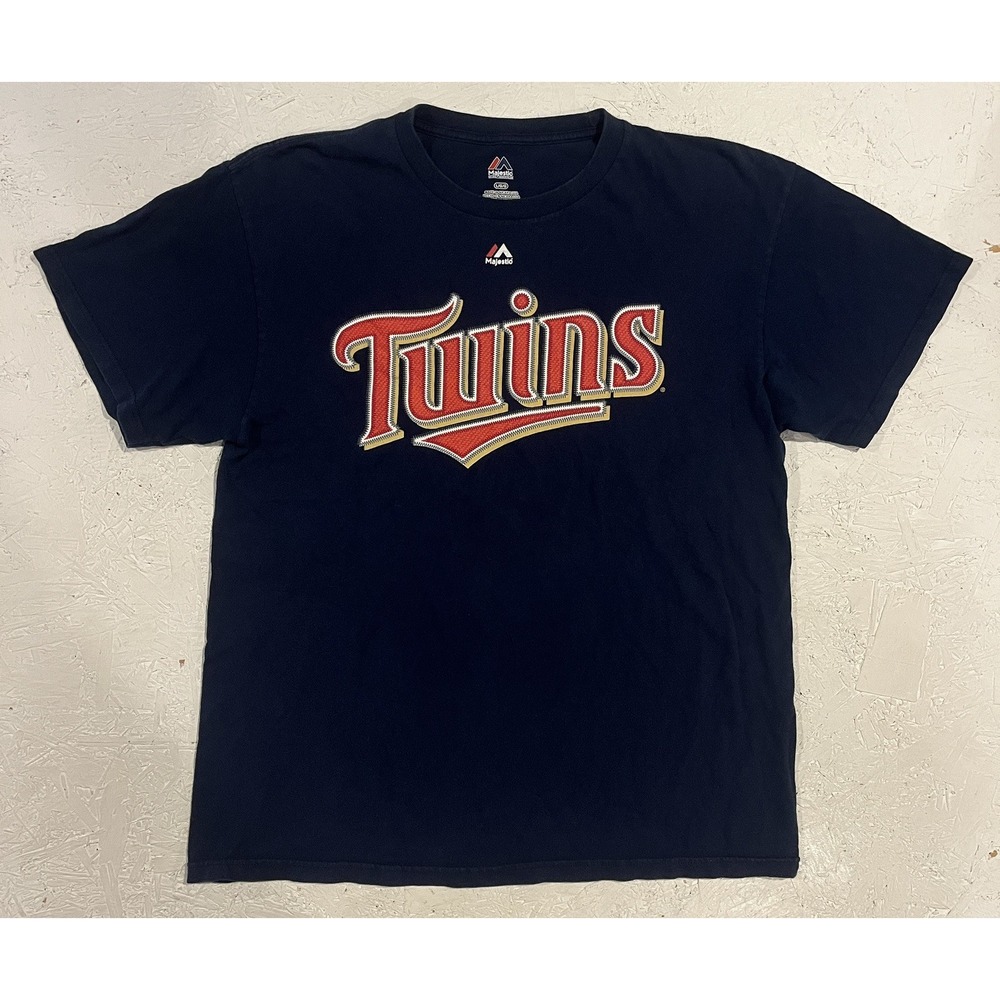 Twins Dozier 2 Majestic T Shirt Mens‎ Large L Blue Red White Short Sleeve Crew